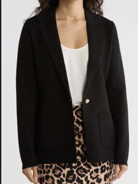 T Tahari Sweater Jacket Tranquil Taupe One Button Blazer NWT